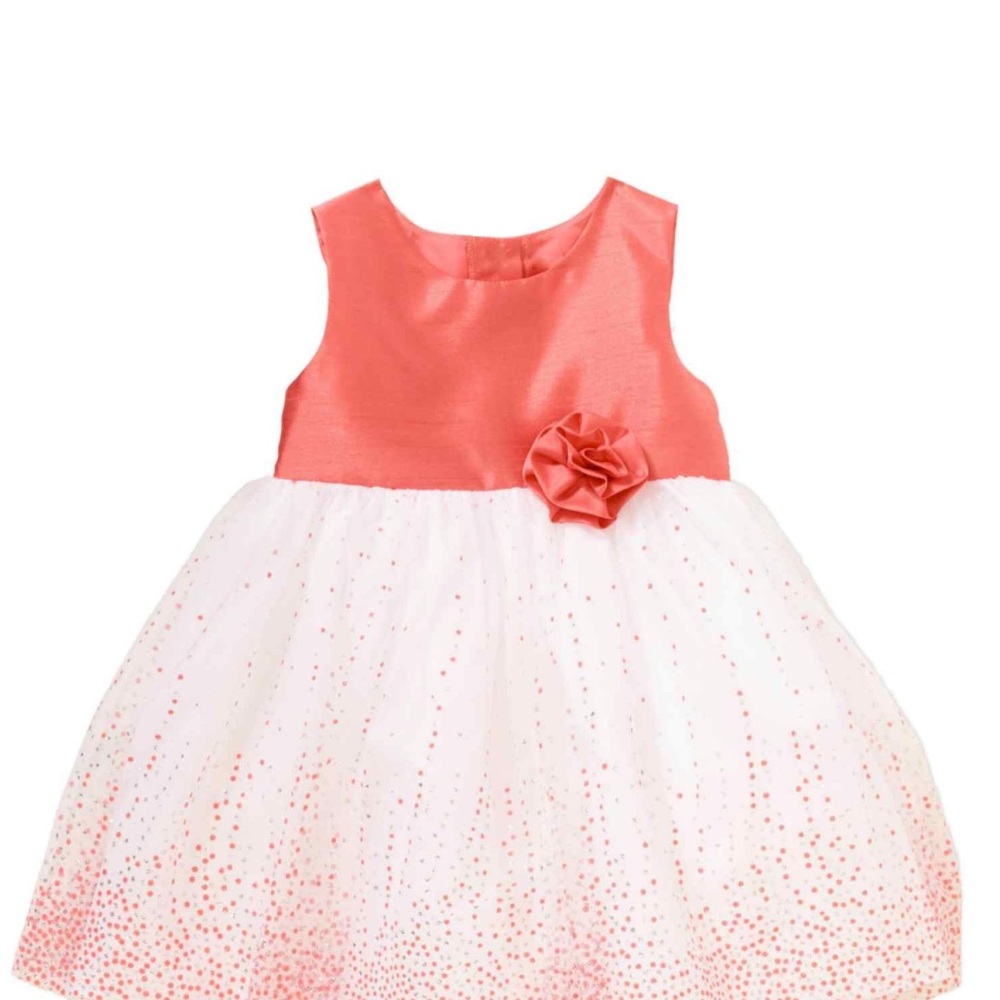 George Coral and White Kids Formal Dress